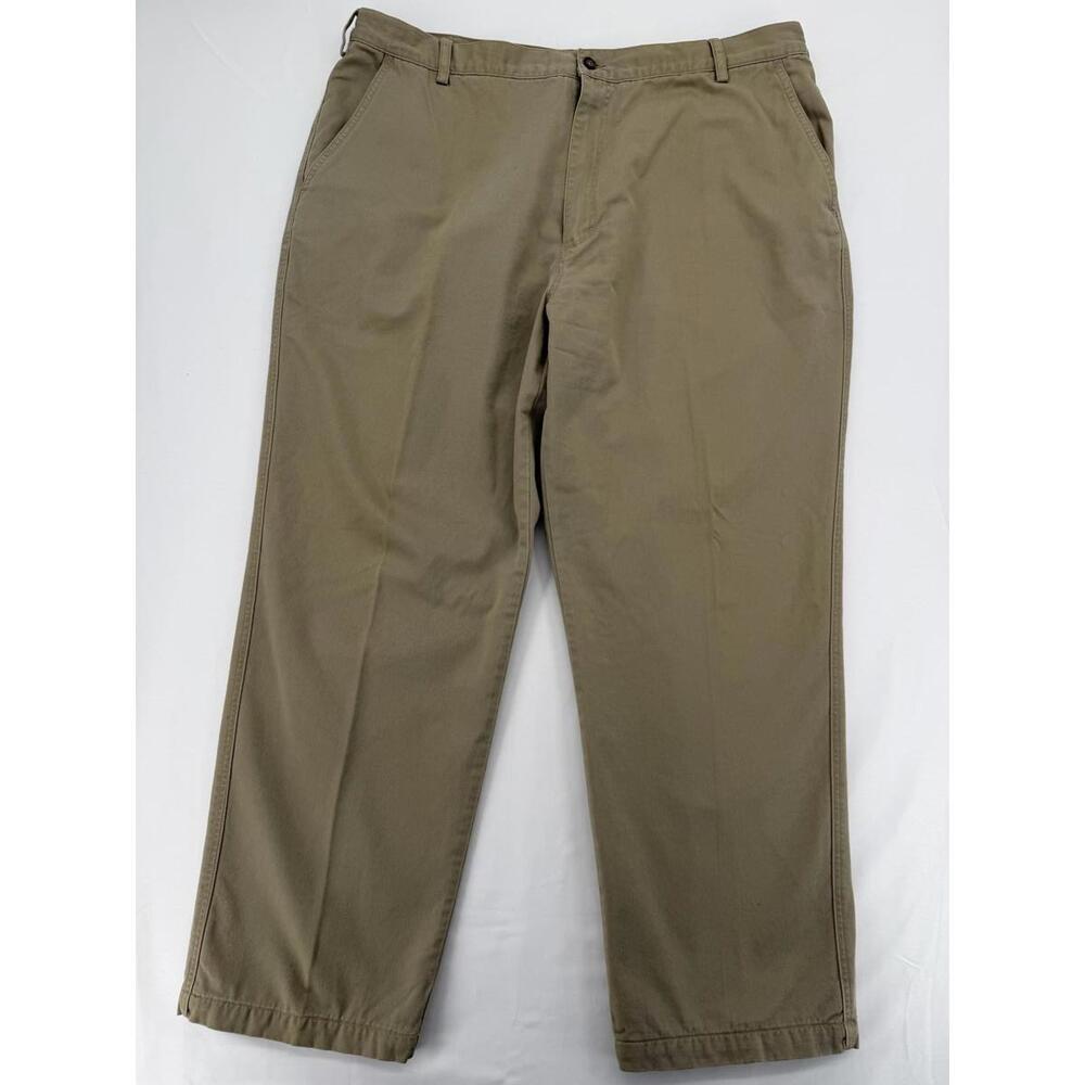Woolrich Khaki Flat Front Pants Relaxed Fit Men's Size 42 Cotton Blend‎